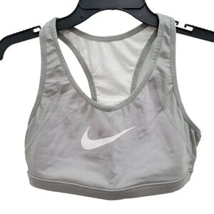 Nike Women's Gray White Large Swoosh Reversible Racerback Wireless Sports Bra M